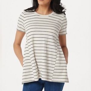 LOGO by Lori Goldstein Striped Top (size S)